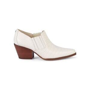SAM EDELMAN Walton Croc-Embossed Leather Booties US 8.5M / EUR 38.5 Stocked Heel